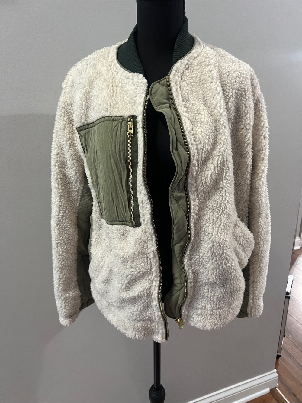 We The Free Rivington Sherpa Jacket with Olive Trim